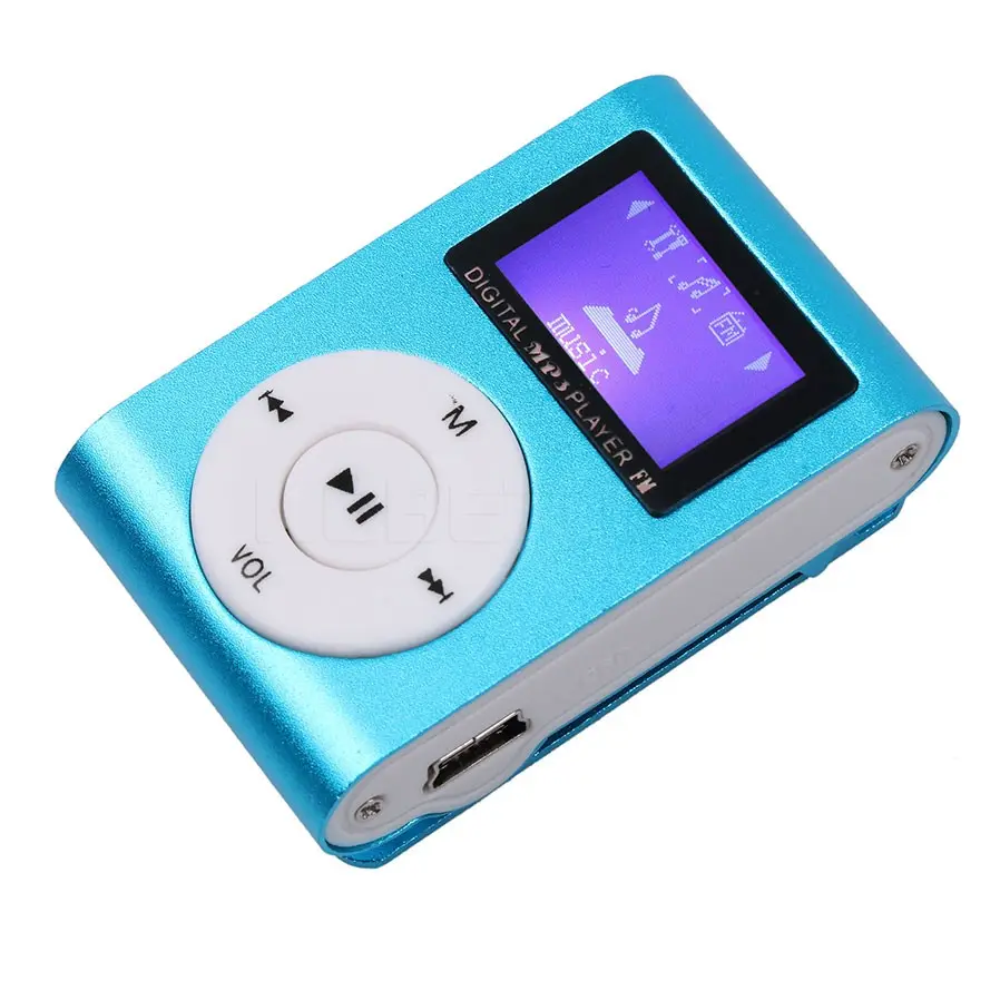 Groothandel Mini Fm Radio Usb Metalen Clip MP3 Speler Met Lcd-scherm Ondersteuning Sd Tf Card Slot