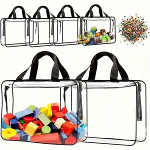 Ensemble de sacs de rangement transparents, 6 pièces, sacs d'organisation de jouets imperméables en PVC pour enfants, sacs de rangement pour voyage, plage, maquillage - Product Image 2