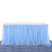 Jupe de table en tulle Luminaire pour célébrations, décoration de gâteau de mariage, fournitures de fête d'anniversaire, effet lumineux, couleur unie, modèle HTS04
