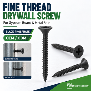 Tornillo <span class=keywords><strong>para</strong></span> paneles de yeso de acero al carbono Grado 8, rosca fina 3.5x25, punta Phillips, zincado negro, <span class=keywords><strong>para</strong></span> construcción de montantes metálicos y placas de yeso. - Product Image 1