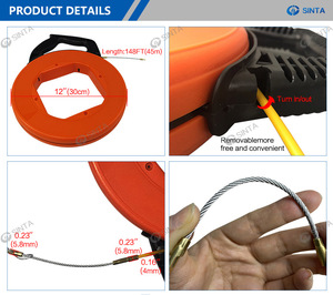 Manico ergonomico filo Non conduttivo strumento di trazione cavo elettrico estrattore nastro di pesce in fibra di vetro con custodia e tenditore di fissaggio - Product Image 5