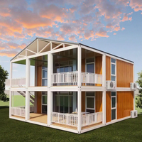 Maison de conteneur en acier pliable à deux étages de 20 pieds et 40 pieds, maison de ferme compacte avec salle de bain et cuisine pour villas