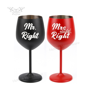 Copa de vino de pareja divertida de Color personalizado copa de acero inoxidable Sr. y Sra. <span class=keywords><strong>copas</strong></span> de vino de tallo <span class=keywords><strong>para</strong></span> regalo de <span class=keywords><strong>San</strong></span> Valentín parejas recién casadas - Product Image 2