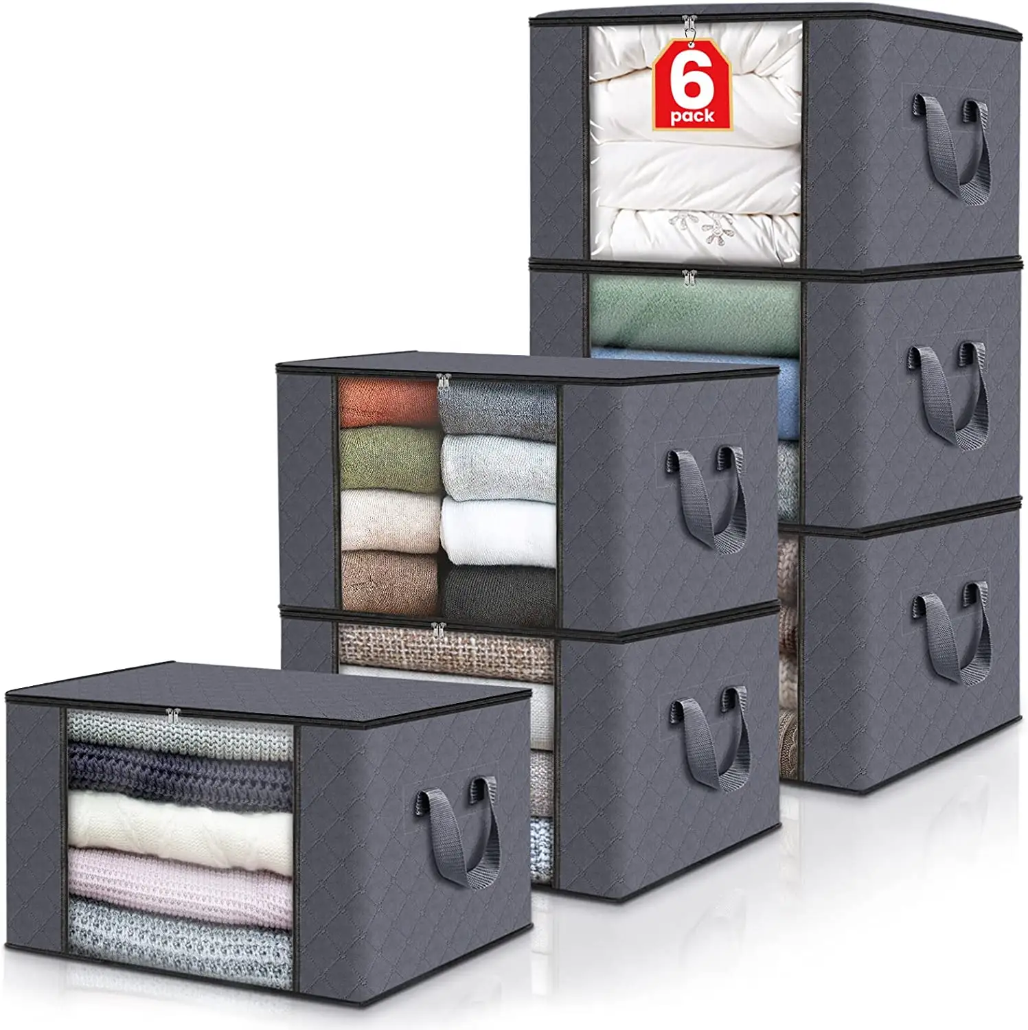 Pop up foldable blanket tidy up bedroom clothes storage gray storage box with cover