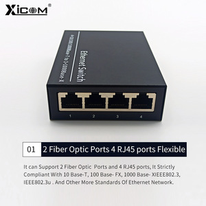 Xicom 1000M 2ไฟเบอร์ออปติก4 RJ45โหมดเดียวแปลงสื่ออินเตอร์เฟซ SC 1.25g 0-20กม. ระยะทาง - Product Image 4