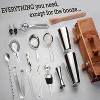Kit de barman de voyage en acier inoxydable Sac à shaker à cocktails Boston Kit de barman Sac à outils de bar avec couleur et logo personnalisables