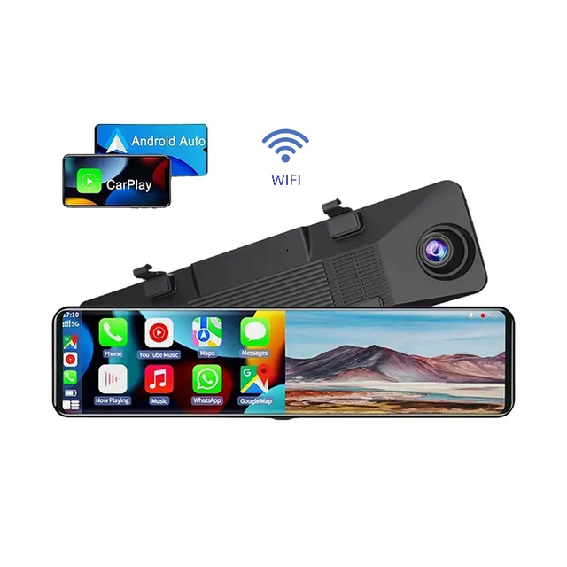 Factory Wholesale 4K Dual Lens 12 Inch Dash Cam Recorder with Carplay & Android Auto WiFi for 1 Year Warranty Touchscreen