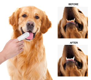 Guante de limpieza dental para mascotas de tela no tejida, para el cuidado de los dientes y la eliminación de sarro, para la higiene bucal de perros y gatos, toallitas húmedas para limpieza de oídos, cepillo de dedo para dientes. - Product Image 3