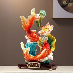 Office Koi <b>Fish</b> Folk Art Lucky Epoxy Resin Decoration Desktop Ornament Entrance Living Room Study Housewarming <b>Gifts</b> - Product Image 4