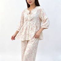 Ensemble de pyjama décontracté pour femmes, motif floral, boutonné, confortable, fournisseur de robes de nuit