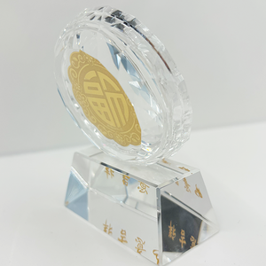 เครื่องประดับคริสตัลรูปตัวการ์ตูนฟูของจีนพร้อมสลักสีทอง999เป็นของขวัญสำหรับตกแต่งบ้านมงคล Ruyi - Product Image 5