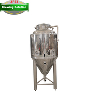 Cuve de Fermentation Conique à Enveloppe Réfrigérante 100L 200L 300L 500L pour la Production d'Alcool avec Matériau SUS304 et Système de Contrôle PID/PLC