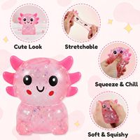 Jouets Squishies Axolotls Scintillants, Balles Anti-Stress Extensibles, Jouets Sensoriels Souples à Presser pour Enfants et Adultes, en Matériau EVA, Mignons pour Pâques