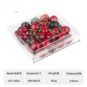 Caja de embalaje de plástico apilable de grado alimenticio PET Clamshell para cerezas Punnet de fruta transparente ventilada con tapa con bisagras - Product Image 5
