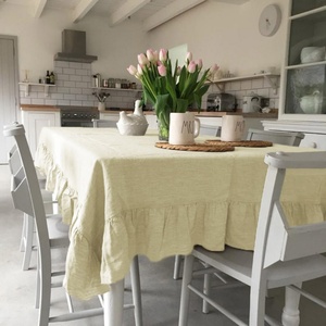 Customizable Size <b>Linen</b> <b>Table</b> <b>Cloth</b> for Hotel Dining Room Restaurant Natural Ruffle <b>Linen</b> Tablecloth Flounce Home Wholesale - Product Image 4