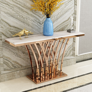 YSS Luxury Modern <strong>Console</strong> <strong>Tables</strong> Rose Gold Metal Entry <strong>Table</strong> with <strong>Marble</strong> for Home Furniture for Living Room or Hallway - Product Image 1
