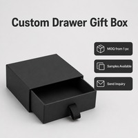 Boîte cadeau pliable personnalisée, imperméable, noir mat, XS, avec doublure en éponge, boucle de tirage coulissante, vente en gros, livraison directe d'usine
