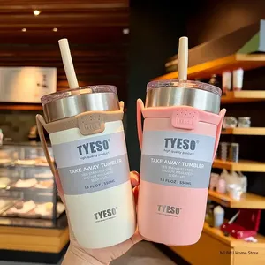 <span class=keywords><strong>Tyeso</strong></span> แก้วกาแฟสแตนเลส550/710มล. พร้อมหลอดขวดน้ำในรถยนต์กระติกน้ำสุญญากาศแบบมีฝาปิดสองชั้น - Product Image 4