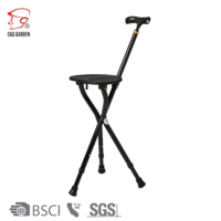 Vente en gros de bâtons de marche pliants portables en alliage d'aluminium personnalisés de haute qualité canne avec siège chaise béquille pour personnes âgées