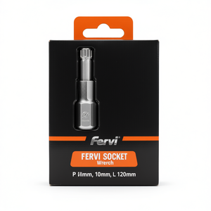 Clé à douille hexagonale chromée Fervi avec insert nervuré 10 mm L 120 mm, qualité industrielle, garantie 3 ans pour la réparation automobile - Product Image 2