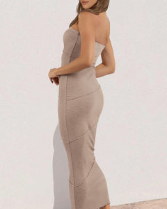 Robe midi élégante décontractée d'été pour femmes, robe moulante <span class=keywords><strong>sans</strong></span> bretelles à côtes, robe maxi <span class=keywords><strong>sans</strong></span> manches, coupe ajustée, robe de soirée - Product Image 4