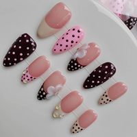 Impresionantes Uñas Acrílicas Francesas Estilo Almendra, Puntas Largas Cuadradas Stiletto, Venta al por Mayor, Hechas a Mano, Aplicación con Pegamento