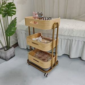 Modern Barber Nail Salon Makeup Hairdressing Storage <b>Rolling</b> <b>Tool</b> Wooden Trolley - Product Image 4