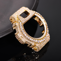 Boîtier de luxe en moissanite pour Casio DW-6900, en laiton massif, avec lunette entièrement sertie de diamants, passe le testeur de diamants, protection de montre dorée style « Iced Out »