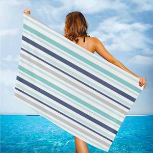 Toalla de Playa Extra Grande para Adultos, Diseño Geométrico a Rayas, Microfibra de Poliéster Ecológica, Secado Rápido, Ligera, para Viajes - Product Image 4
