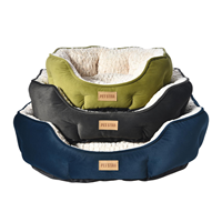 Lit pour animaux de compagnie en peluche de qualité supérieure, vente en gros, nid douillet en sherpa pour chien et chat, chaud, non amovible, coussin ovale pour animaux de compagnie
