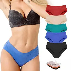 Women Black Physiological Underwear 4-Layer Bamboo Heavy-Overnight Leak Proof Absorption Menstrual Period Panty Panties