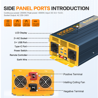 Système d'énergie solaire domestique 2000W 12V vers 110V 220V Onduleur de voiture à onde sinusoïdale pure 4000W 5000W