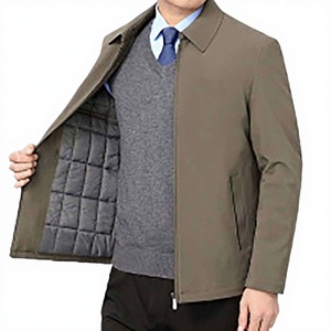 Chaqueta de Hombre Azul Marino, Mezcla de Lana, con Forro Acolchado, Resistente al Viento, Estilo Casual Elegante, Corte Regular, Cuello Clásico, Cierre de un Solo Botón - Product Image 2