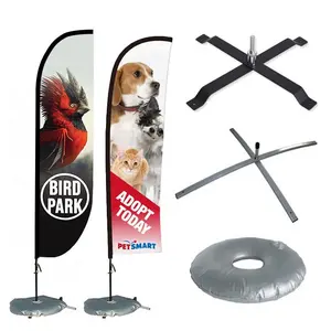 Store Front Pet Parrot Supplies Open House Beach Feather Flags With Metal X Cross Base