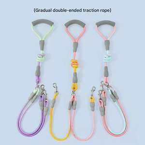 Guinzaglio per animali domestici in Nylon regolabile con doppio guinzaglio colorato con comoda maniglia per camminare con due cani - Product Image 2