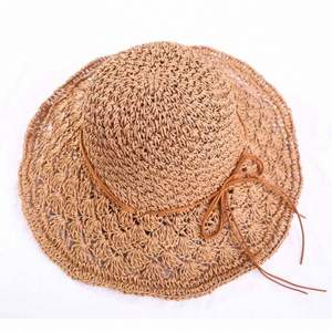 Wholesale <b>Cheap</b> Foldable <b>Bucket</b> Sun Hat Hand Woven Pineapple Pattern Paper Straw Hat for Women Lady Girl - Product Image 5