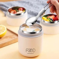 Boîte à lunch en acier inoxydable double couche Cuillère isolée Bouillie Soupe Petit-déjeuner Tasse pour enfants Cuisine Conteneur de stockage des aliments