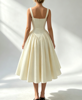 Robe de soirée élégante en mousseline de soie à volants, coupe trapèze, bretelles spaghetti, taille naturelle, fente haute, style papillon, personnalisable OEM pour femme