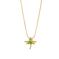 Nouveau collier pendentif libellule dorée en acier inoxydable plaqué or 18 carats, style chinois traditionnel de luxe