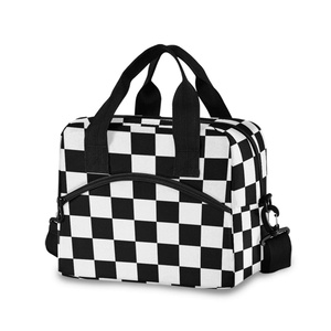 Black White Checkered Design Food Storage Men Thermal Custom Cooler Women Cooler Shoulder Bag Insulated Lunch Bag for Adults - Product Image 1