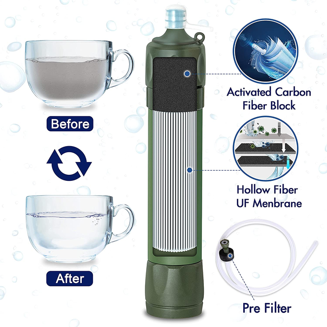 Portable Personal Water Filter Straw with Factory Outdoor Drinking Water Filter for Camping Hiking Household Use Increase PH