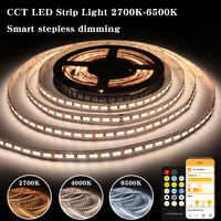 Tira de Luz LED Inteligente Regulable 2835 CCT, 120, 180, 192, 196, 240 LED, Control Remoto para Hogar, TV, Vitrinas de Centros Comerciales