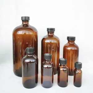 Ready to shape 250ml 500ml 1000ml amber boston round glass bottles for syrup liquid