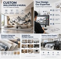 Papier peint mural personnalisé, vente en gros, directement de l'usine, ignifuge B1, OEM ODM, toutes tailles, design personnalisé à partir de votre image