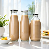Bouteille en verre personnalisée et abordable pour lait, jus, thé et autres boissons, disponible en 10oz, 12oz, 16oz et 1000ml