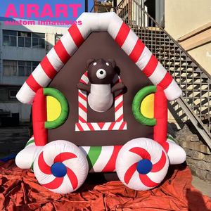 Dekorasi Natal mobil tiup, kereta kartun tiup warna-warni Model tiup Merry Xmas permen kartun mobil - Product Image 4