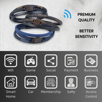 NFC Coquille De Noix De Coco Classique Bracelet En Cuir Boucle Magnétique 13.56MHZ RFID Smart Bracelet Contrôle D'accès OEM NFC Cadeaux D'affaires