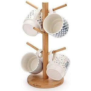 Porte-gobelet en bambou 6 crochets Cet arbre porte-gobelet peut être utilisé pour stocker des comptoirs largement utilisés dans les cafés et restaurants pour la maison et - Product Image 1