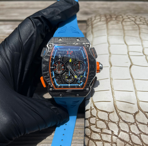 Reloj cronógrafo de carreras LuxuryRM65-01 con caja de fibra de carbono en forma de tonneau, movimiento mecánico automático esqueletizado, cristal de zafiro. - Product Image 3