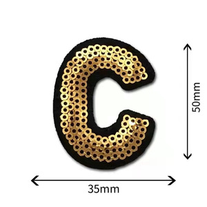 Patchs brodés de lettres de l'<span class=keywords><strong>alphabet</strong></span> en sequins dorés, à presser à chaud - Product Image 4